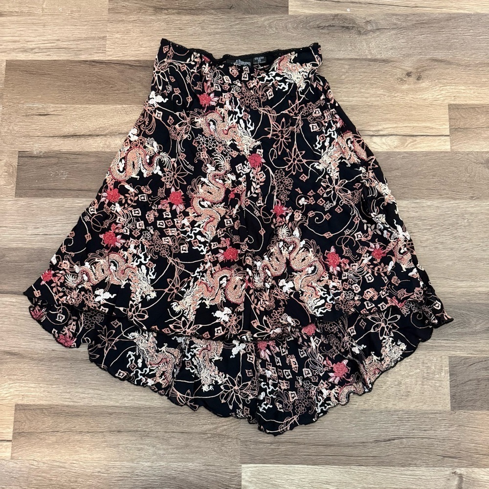 Angie Black Aline Flowy Y2K Midi Low waist Skirt sz Medium